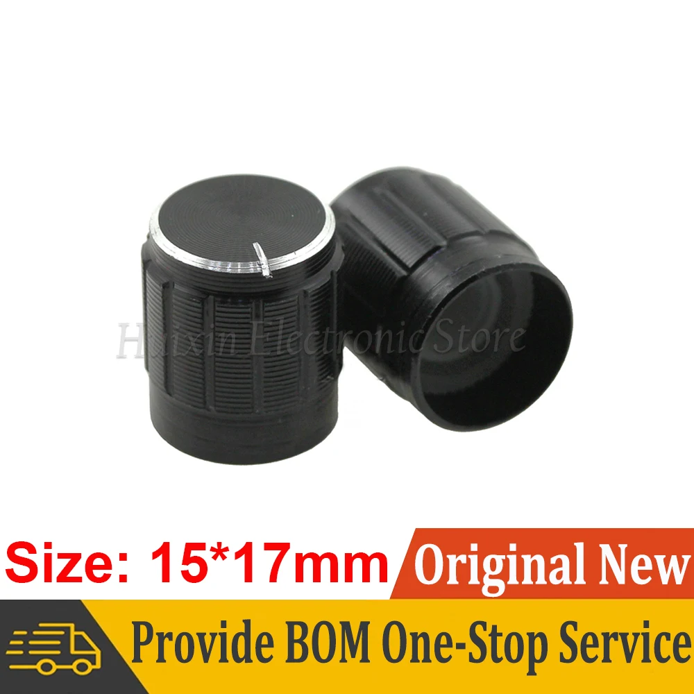

5pcs 15*17mm aluminum alloy potentiometer knob rotary switch volume control knob black DIY for diameter 6mm Handle