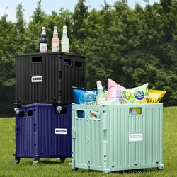 Rolling Crate With Wheels Foldable Rolling Pull Crate Heavy Duty Storage Cart Outdoor Folding Portable Shopping Carts Hand Cart