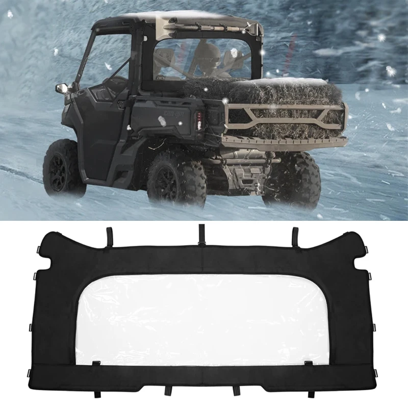 

UTV Soft Rear Windshield Roll with Zipper Back Window Compatible with Can-Am Defender