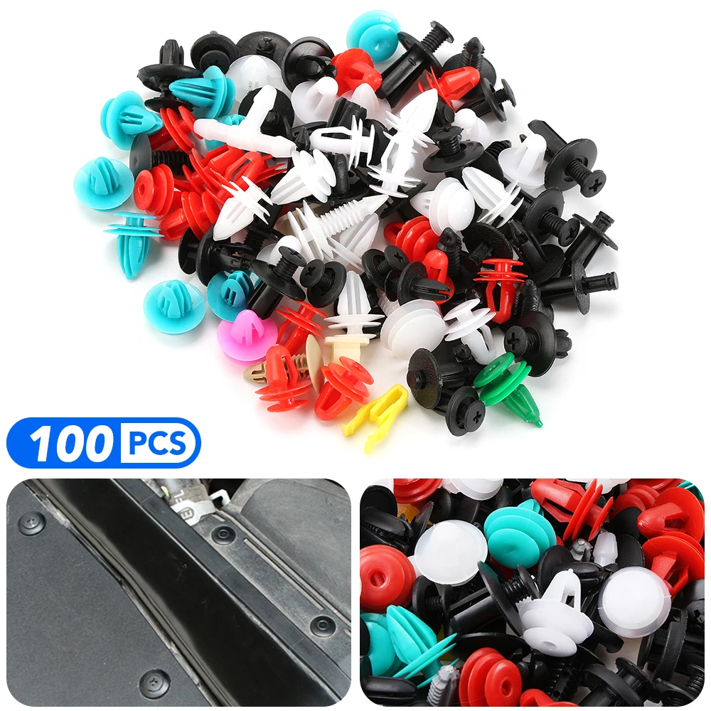 100x Universal Mixed Auto Fastener Car Bumper Clips For Lada Niva Kalina Granta Priora Largus Samara Priova Vesta 2110