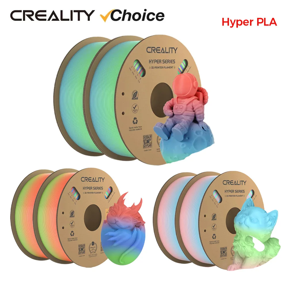 Creality Hyper PLA Rainbow Filament Size +/-0.03 Mm, Accuracy 1kg 2 Rolls/Set High Speed ​​Filament Color 3D Printer Filament