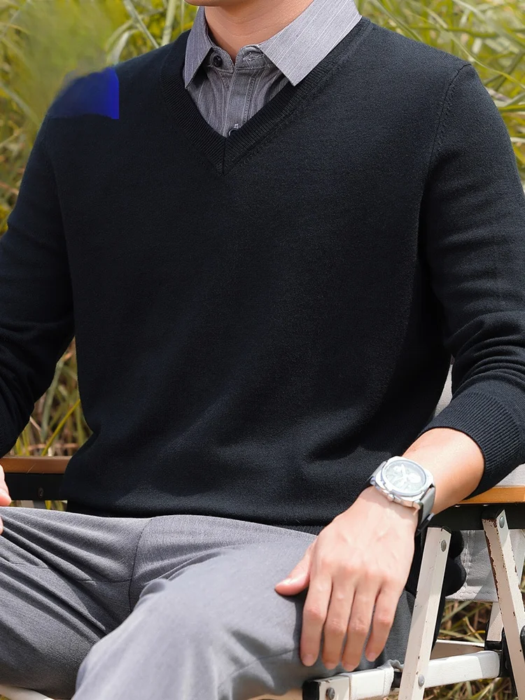 

Lormen Men's Casual V-ne Woolen Knitted irt Striped Warm Sweater Autumn Winter Faion Comfortable Breathable Busin Ca...