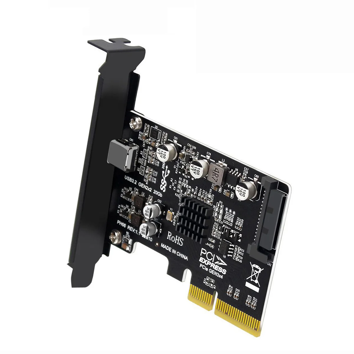 USB-C to PCI-E 4X Express Card Adapter for Desktop Motherboard USB 3.2 Gen2 Type-C 20Gbps