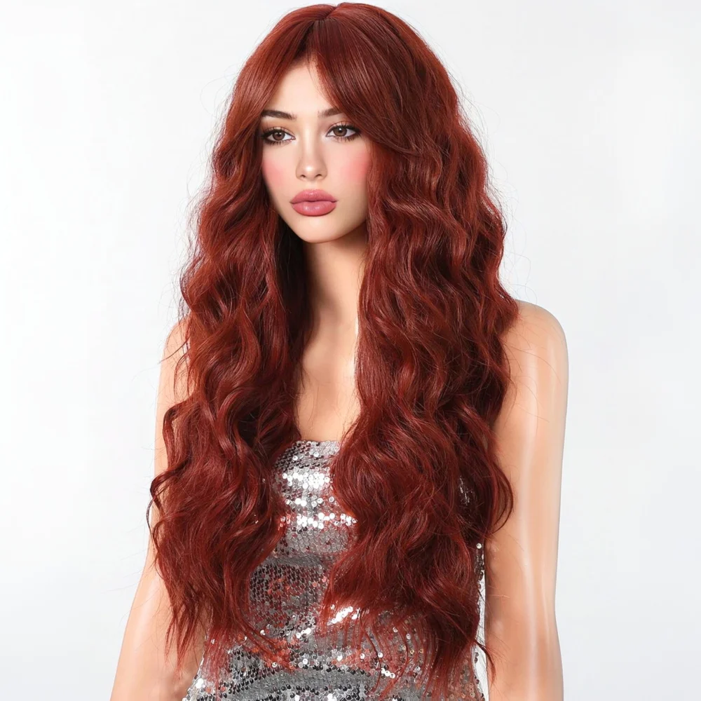 Picture 4: Easihair Reddish Brown Red Long Wavy Wig Heat Resistant Synthetic Hair Natural Looking Wigs for Women Party Cosplay Daily Wear