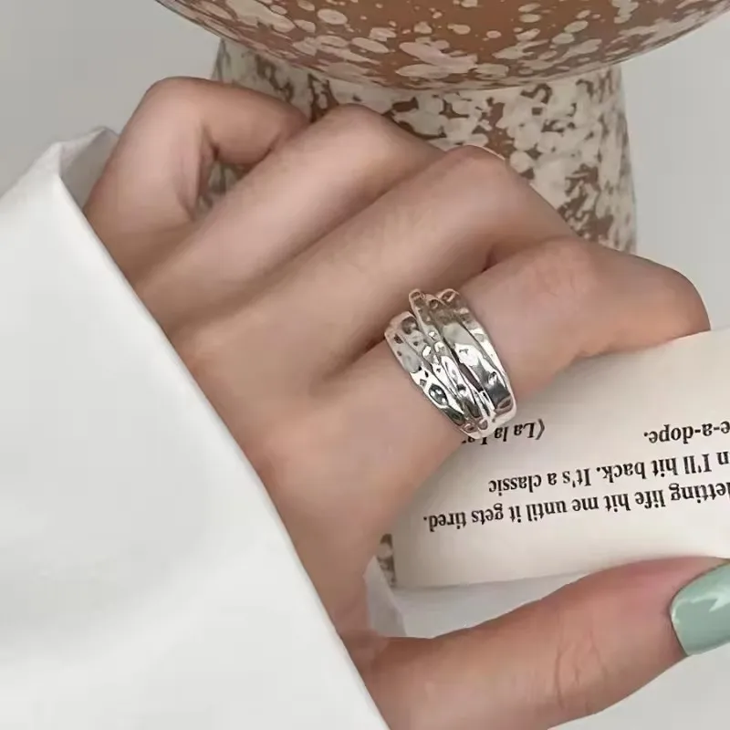 PANJBJ Echt 925 Sterling Silber Retro Runde Ring Für 2 Rigns Frauen Kette Vintage Edlen Schmuck Minimalistischen Zubehör Geschenk