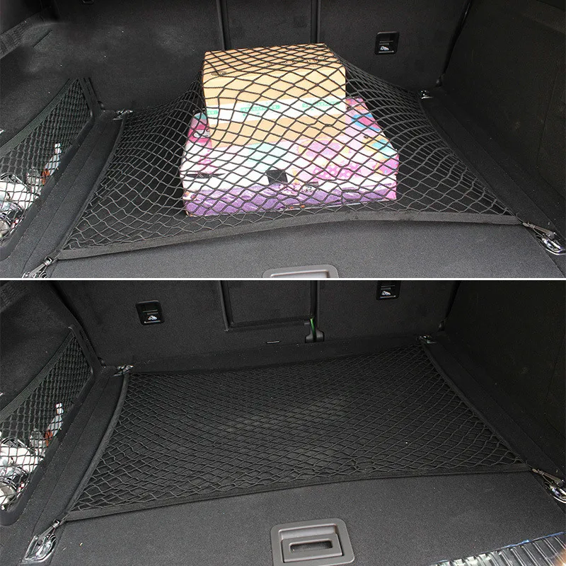 Elastic Nylon Mesh para carro Bota Trunk, Organizador de armazenamento, Bagagem Net, Mesh Holder, traseira Voltar Carga Acessórios, 4 Tamanhos