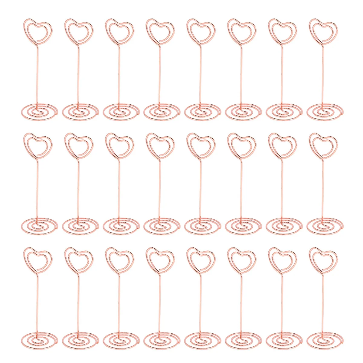 Porte-cartes en forme de cœur, porte-numéro de table, porte-numéro de table, clips de menu de fête, or rose, 24 pièces