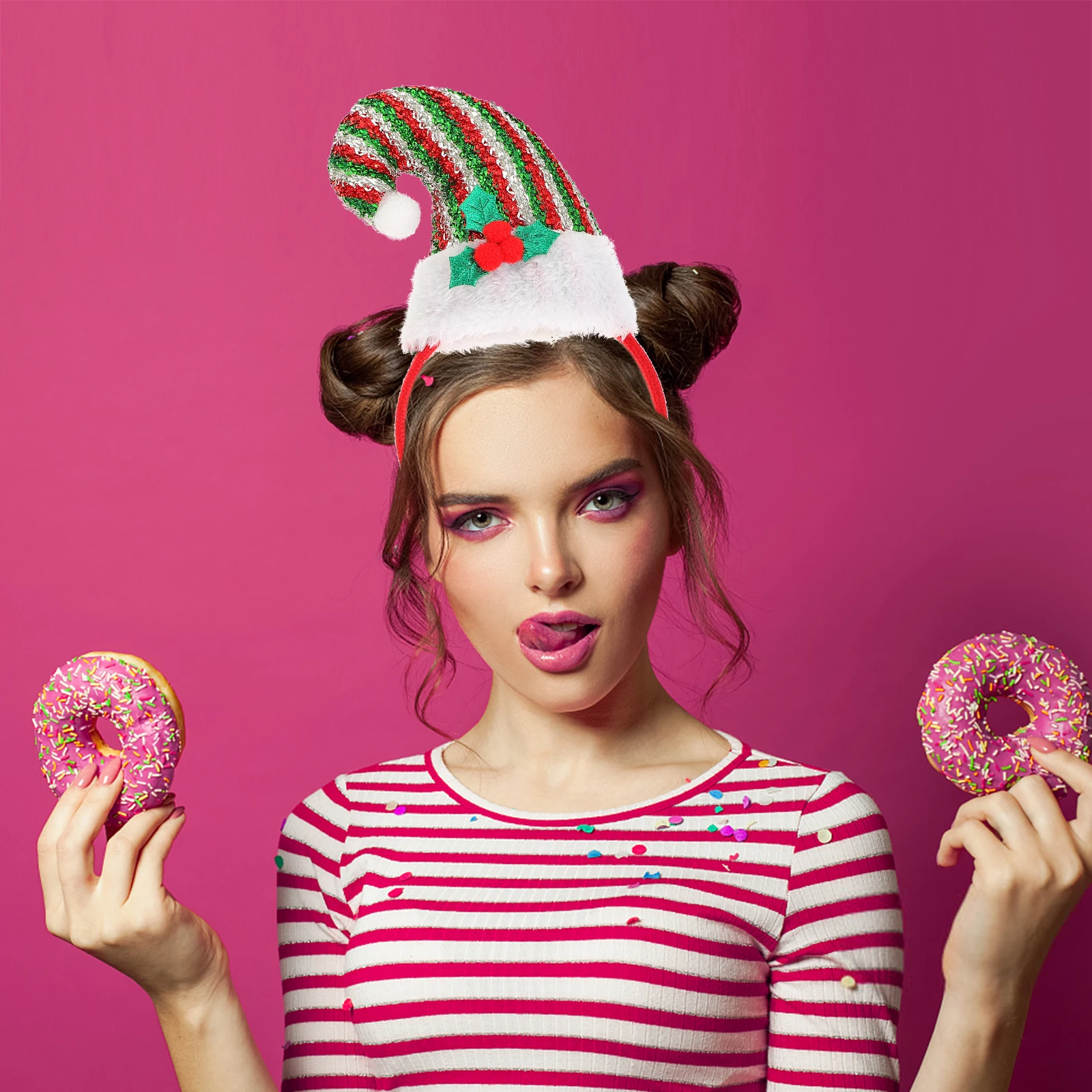 

2 Pcs Elf Hat Headband Christmas Headbands for Hair Cute Holiday Winter Party Abs Accessories Hairbands