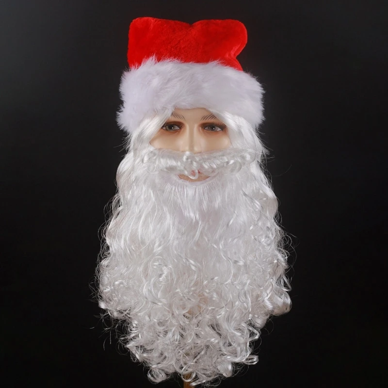 634C Santa Hat Santa Beard Santa Eyeglasses Adult Santa Costume Accessories for Men Women Christmas Party Photography