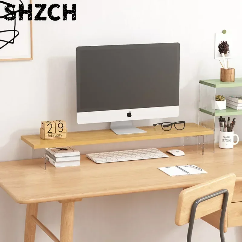 Computer Monitor Low Table Office Desktop Screen Height Shelf Acrylic Suspended Office Computer Storage System