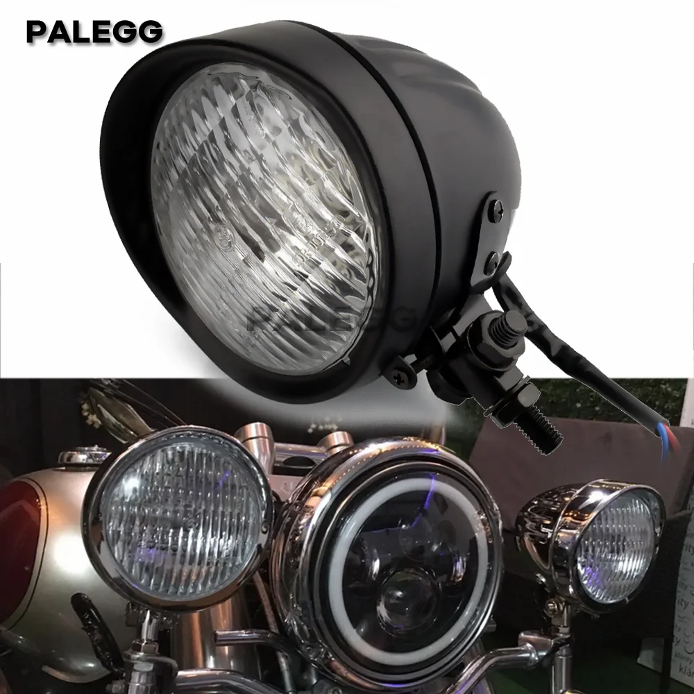 Vintage Motorcycle H4 Halogen 4.5inch Headlights High/Low Beam Head Light For Harley Custom Softail Dyna