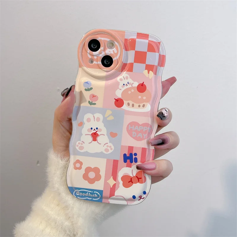 Lovely dessert rabbit Phone Case For iPhone 14 13 12 11 Pro XS MAX XR 7 8 Plus SE2020 Silicone Cover Cases