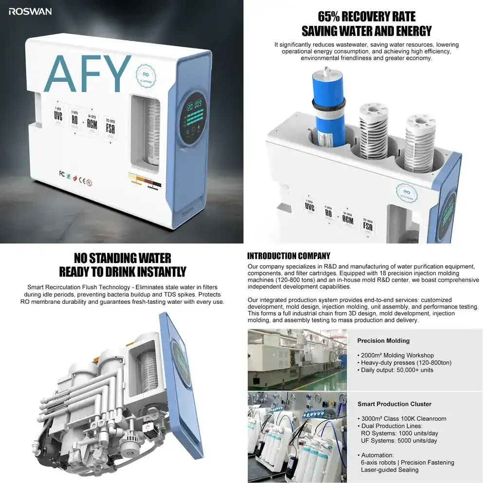 OEM New 800 GPD 7-Stage Alkaline Tankless RO Water Filter System for Smart Home Purifier with Real-Time Monitoring Control