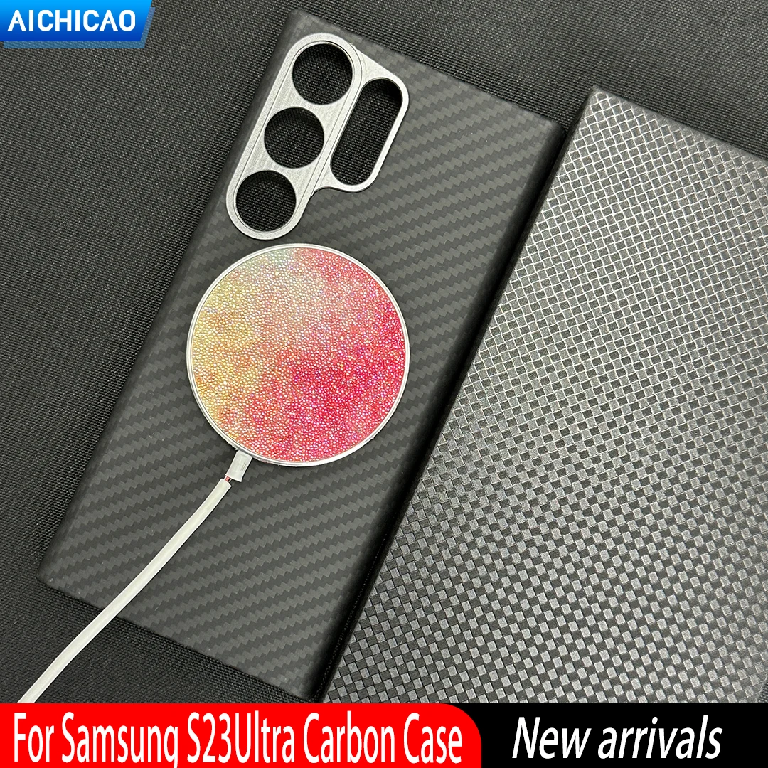 Acc-Magsafe Carbon Case For Samsung Galaxy S24Ultra Aramid Fiber Ultra-Thin Anti-Fall Business Phone Case Galaxy S23Ultra Cover