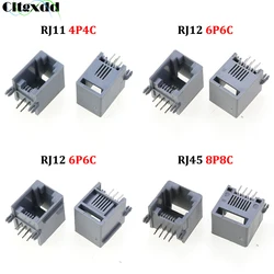 Cltgxdd 10pcs RJ11 RJ12 RJ45 Telephone Socket Curved Pin 4P4C 6P6C 8P8C Female Jack PCB Connector