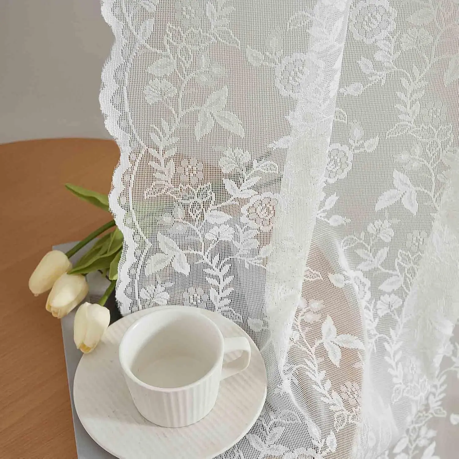 

Кружевные шторы длиной 72 дюйма для спальни, 2 панели с винтажным цветочным узором в стиле кантри, с карманом для карниза, для обеспечения приватности