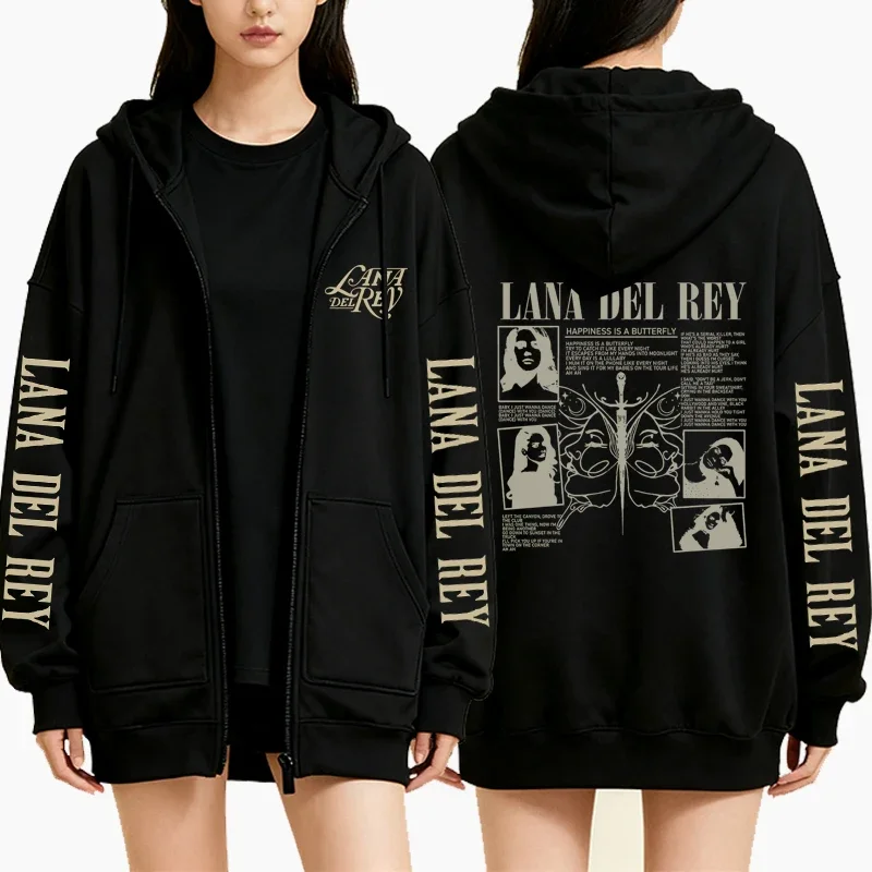 الرجعية لانا ديل ري زمم هوديي المرأة خمر موضة عادية الشرير كم طويل الصوف الخريف الشتاء بلوزات سترة معطف