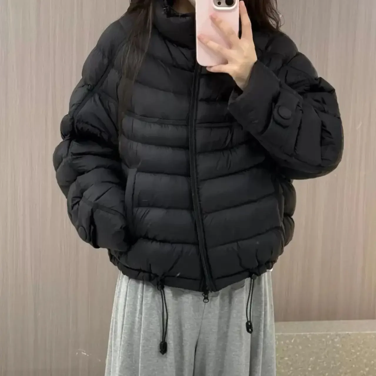 Dames casual stijl witte eendenveren bovenkleding voor de herfst lichtgewicht losse pasvorm opstaande kraag korte eend donsjack