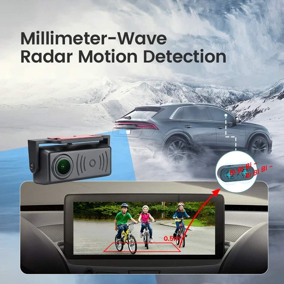 Rear Camera & Parking Sensor 2-in-1 Car Reverse Camera Millimeter Wave Radar Motion Detect Collision Alarm Easy To Install