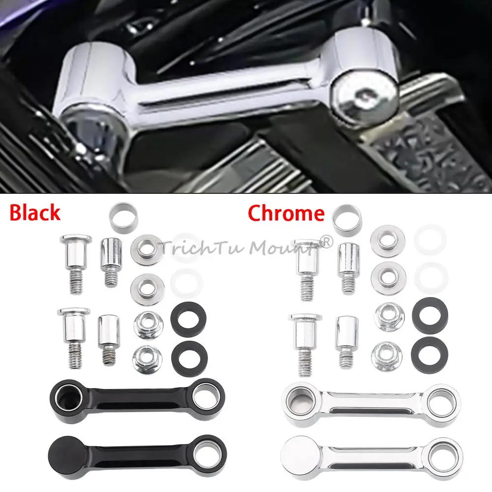 1 Satz vordere Kotflügel-Montagehalterungssätze für Harley Davidson Softail Springer FXSTS 1993–2006, schwarz/verchromtes Aluminium-Motorrad