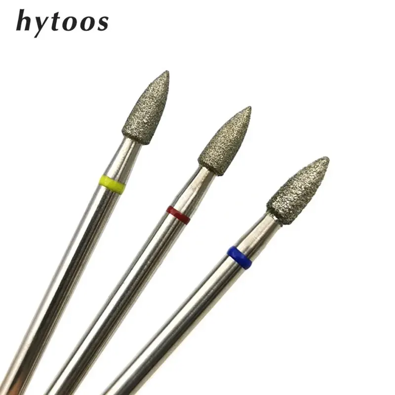 HYTOOS Cone Diamond Burr Nail Drill Bits Rotary Russian Cuticle Bit Electric Manicure Drill Tool Nails Accessories