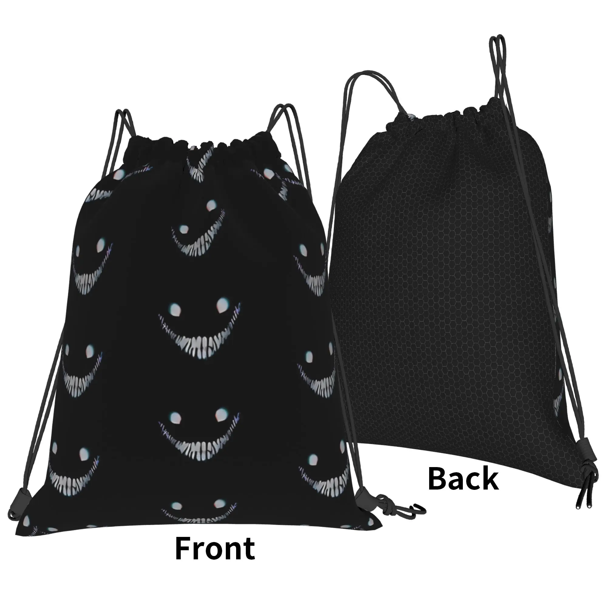 The horror Smiler Backrooms entity Portable Drawstring Bags Sports Riding Gym creepy aesthetic Storage Backpacks
