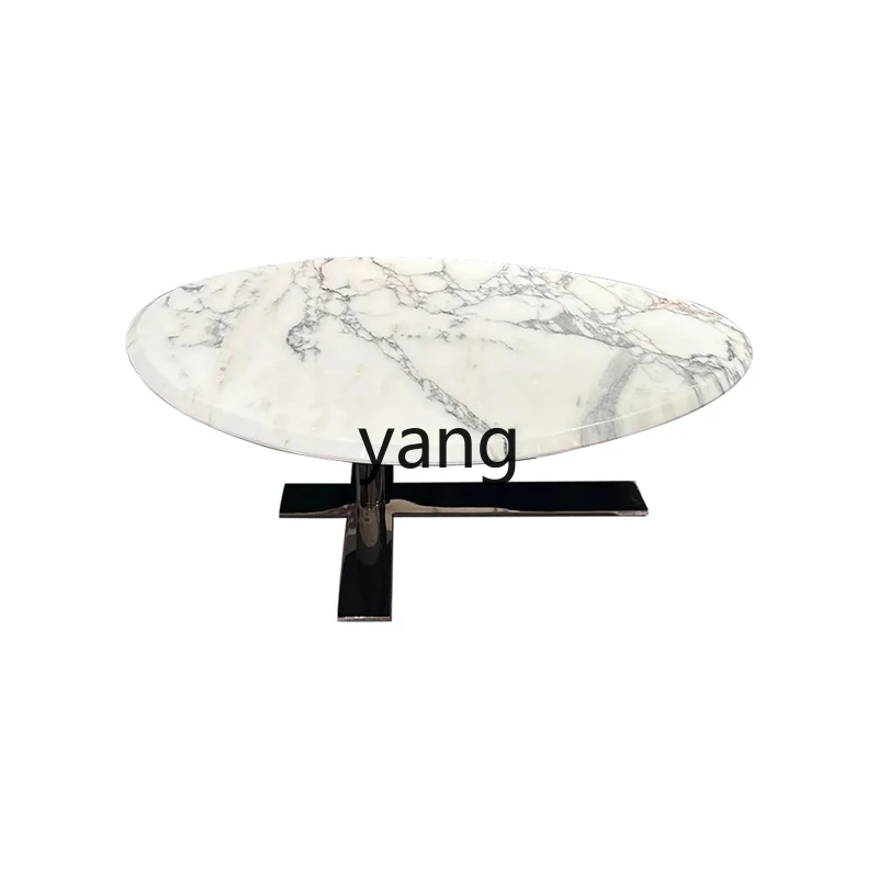 

TGF minimalist natural marble water drop coffee table high-end small apartment stainless steel
