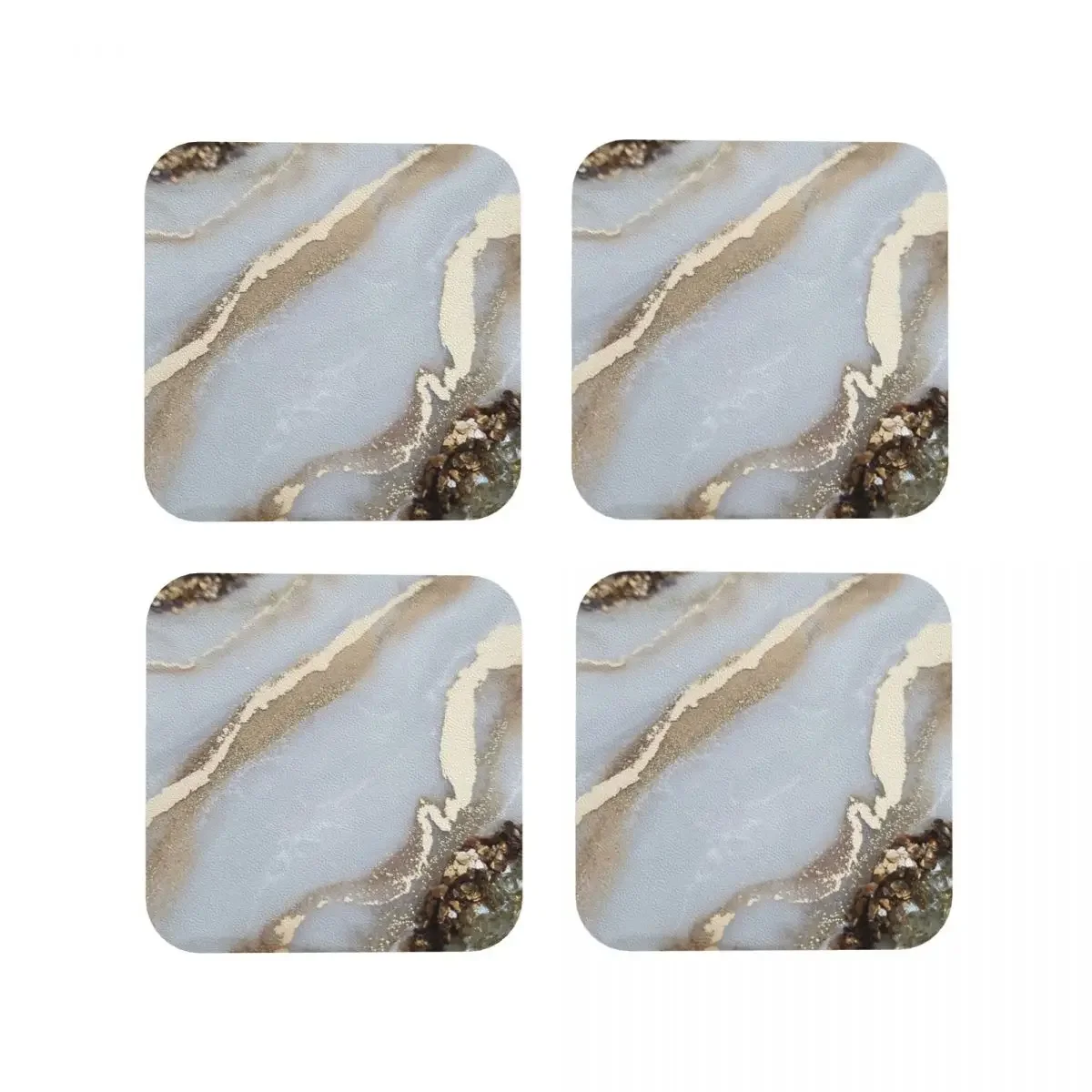 White And Gold Geode Coasters Coffee Mats Leather Placemats Mug Tableware Decoration & Accessories Pads for Home Kitchen Dining