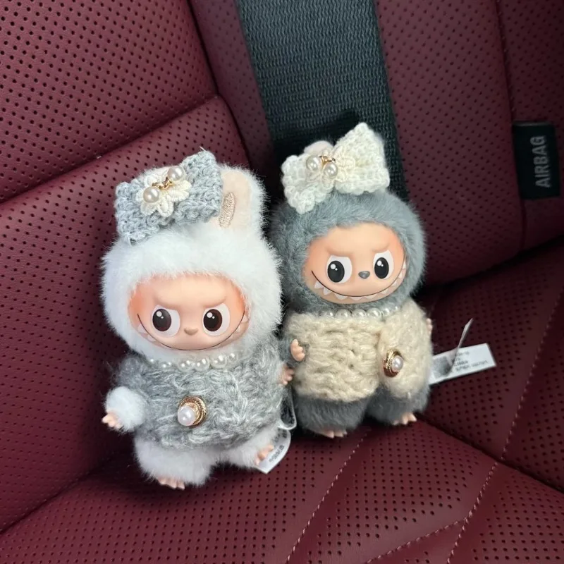 Одежда для куклы Mini Labubu 4,0, наряд с жемчужным вязаным бантом, 3 предмета для 10,5 см, одежда для куклы Labubu V4, аксессуары, Ropa Labubu