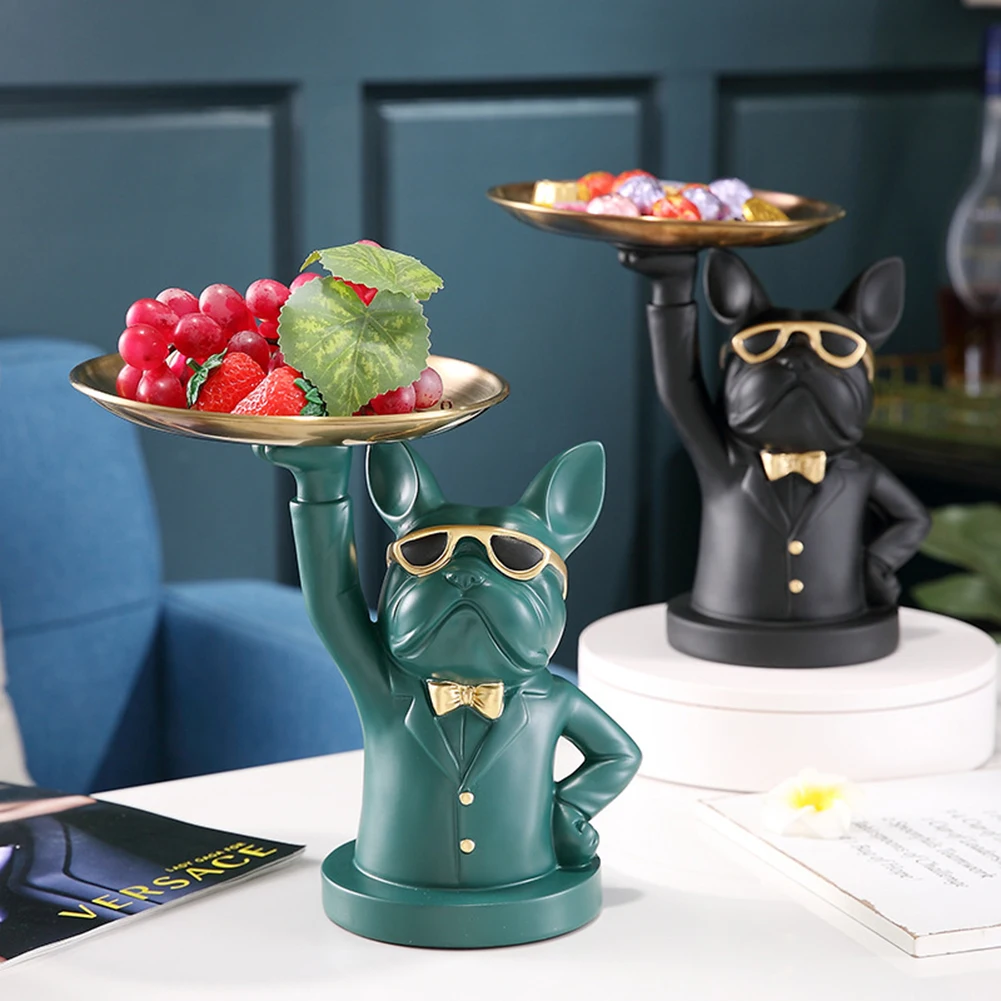 

Bulldog Storage Tray Jewelry Candy Tray Multifunctional Funny Dog Figurine Tray Decorative Bulldog Key Bowl for Home Office