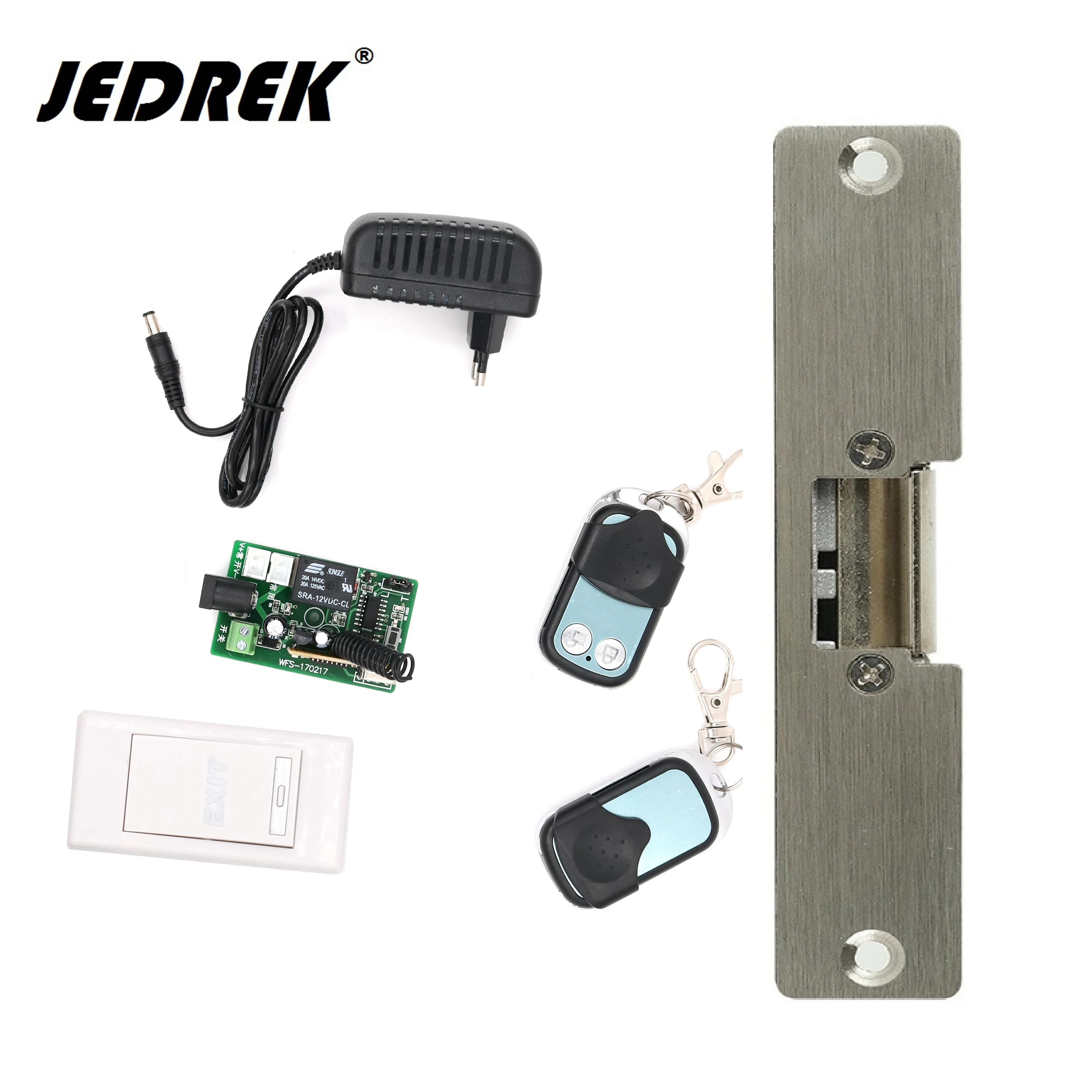 

12V Wireless Remote Electric Strikes With Two Remote Handle Exit Button Full Kit