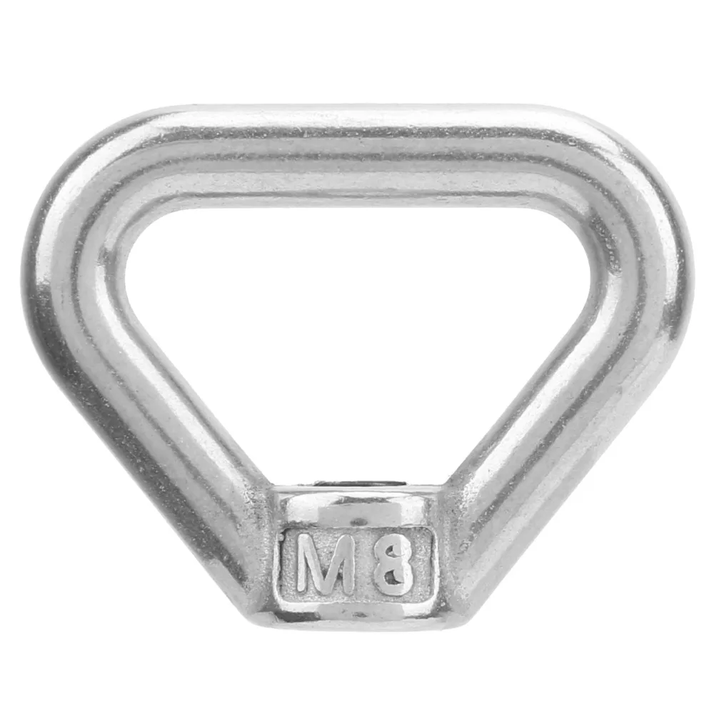 

6 шт. Подъемная гайка с проушиной с резьбой M8, нержавеющая сталь 304, треугольная кольцевая гайка, серебряная внутренняя резьба, гайка с проушиной