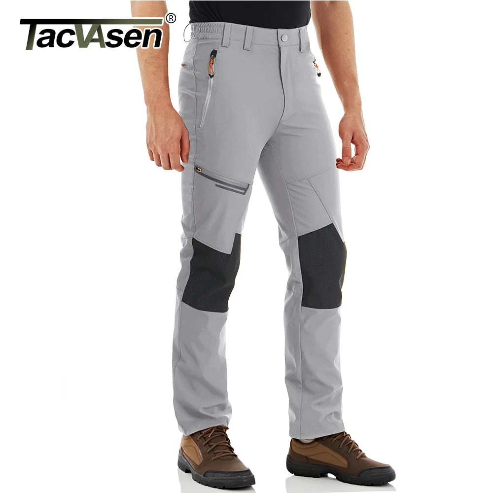 TACVASEN Men's Summer Outdoor Pants Quick Dry Lightweight Hiking Camping Pants Multi-Pockets Rip-stop Fishing Mountain Trousers