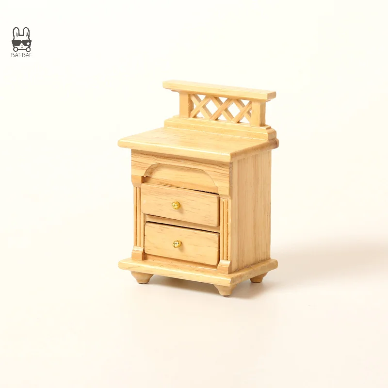 Dollhouse Miniature Creative Furniture Decoration Bedside Table Doll House Handcrafted Furniture Model Double Layer Side Cabinet