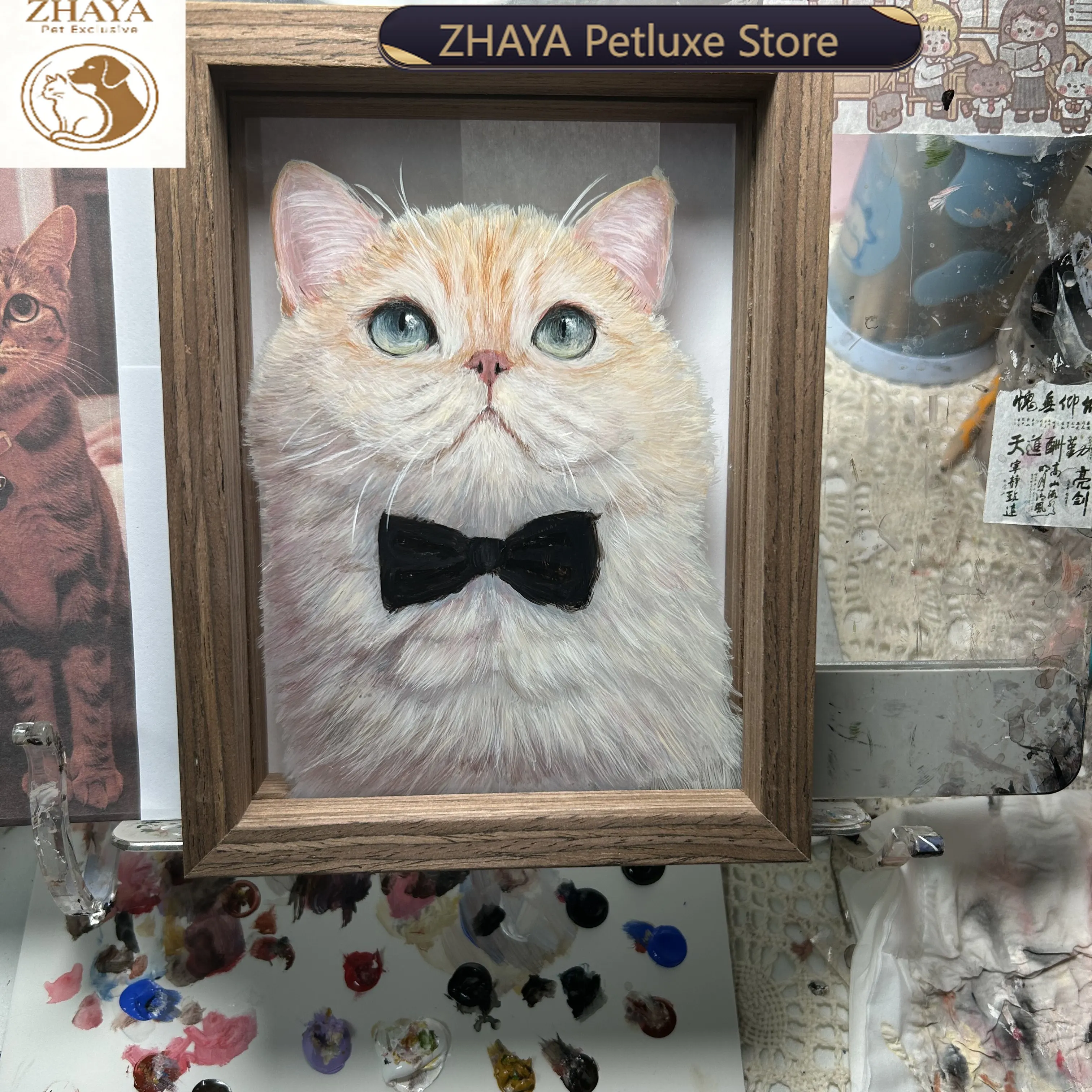 Hand Painted Glass Pet Portrait Frame Custom Cat Dog Memorial Photo Stand Birthday Gift Home Decor ZHAYA
