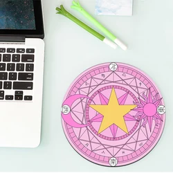 Sakura's Magic Round Mouse Pad Circle Keyboards Computer Accessories Kawaii Table Mat Pad on The Table Playmat Mouse Carpet
