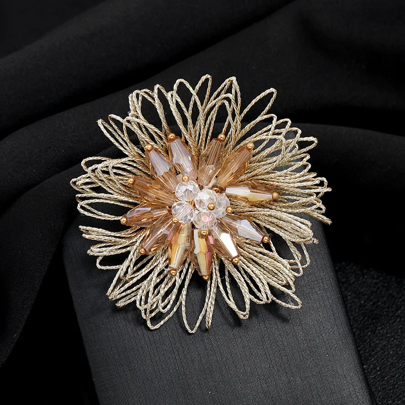women\'s fashion crystal fireworks brooch weaving high-end collar pins accessories jewelry
