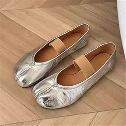 2024 New Split Toe Women Ballet Flats Retro Tabi Shoes Casual Elastic Band Loafers Ladies Espadrilles Lazy Zapatillas Mujer