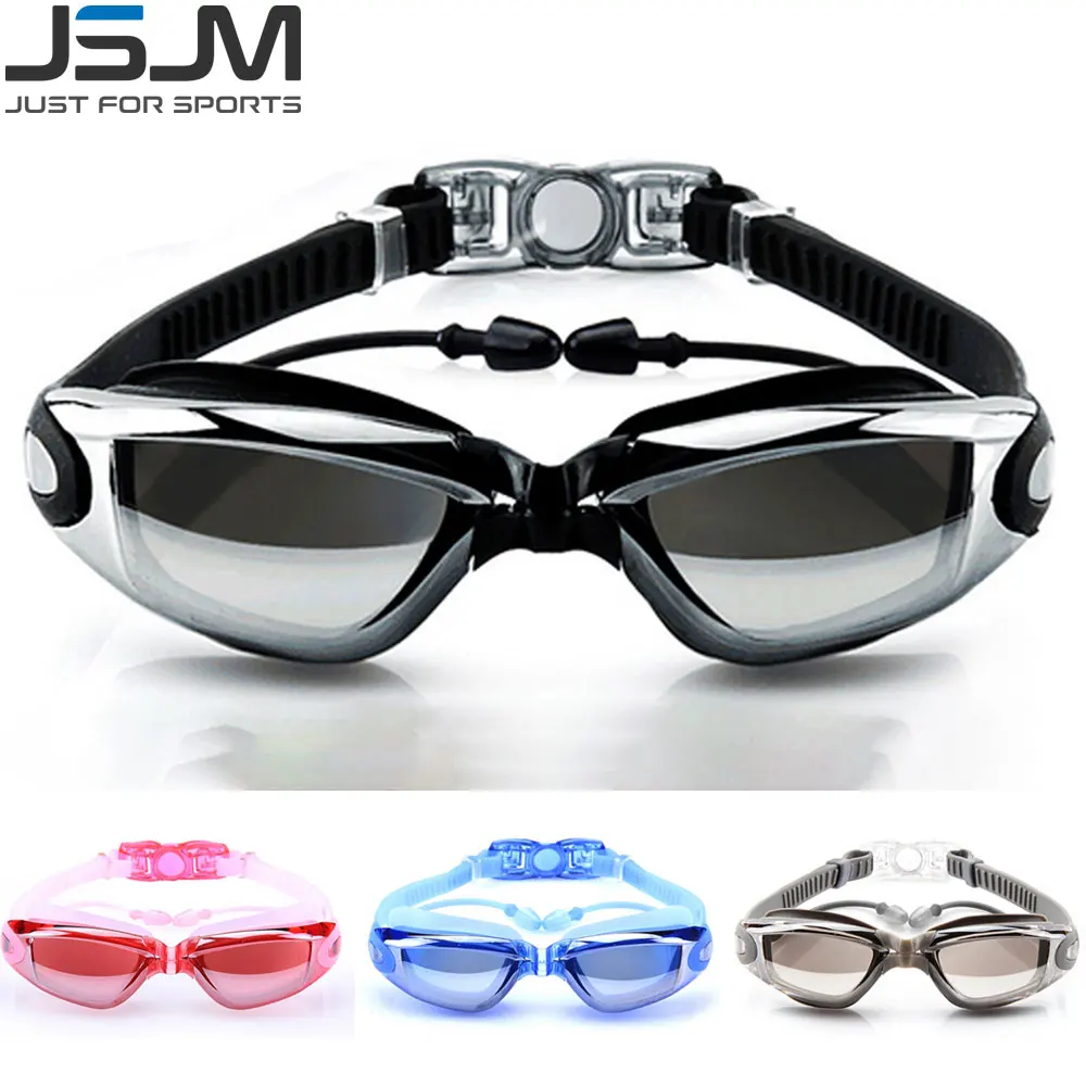 JSJM Professional Swimming Goggles Adult Anti-Fog Swim Glasses Waterproof Adjustable Silicone Swimming Glasses Eyewear Men Women