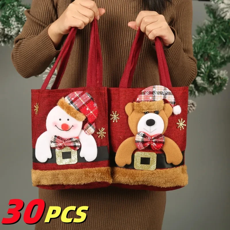 1-30 szt. Ozdoby świąteczne Santa Claus bałwan torba na prezent jelenia torba na prezent dla dzieci worek na cukierki świąteczna torebka