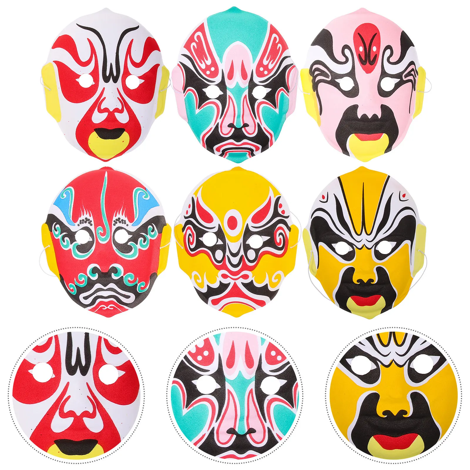 6Pcs Sichuan Opera Mask Chinese Performance Mask Elegant Mysterious Cosplay Party Supply Halloween Christmas Masquerade Decor