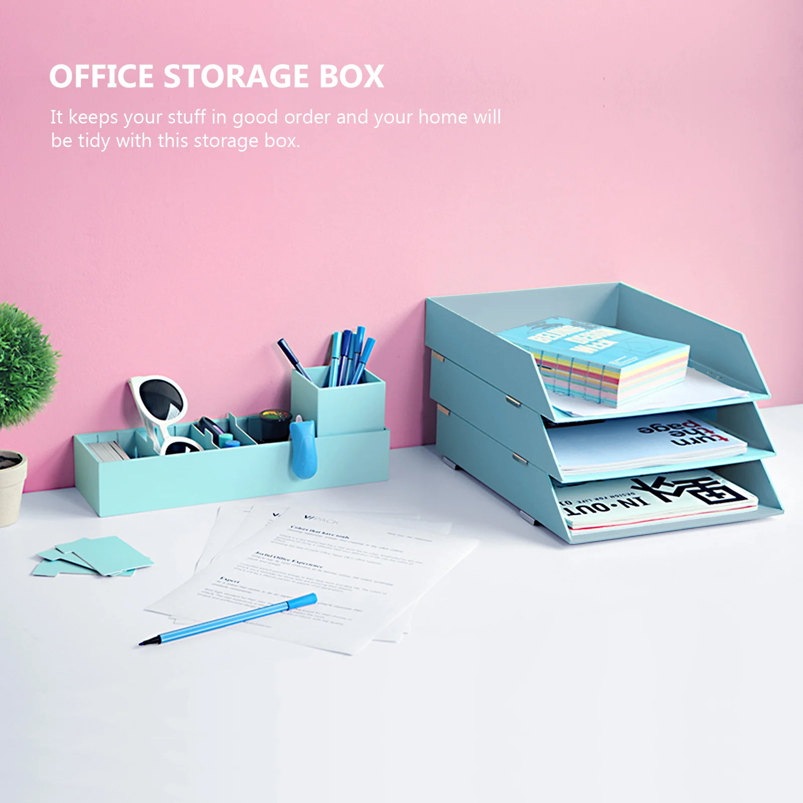 

1pc Plastic Storage Box Office Sundries Organizer Large Capacity Simple Storage Case For Stationery Headphone Cables Pens Mobile