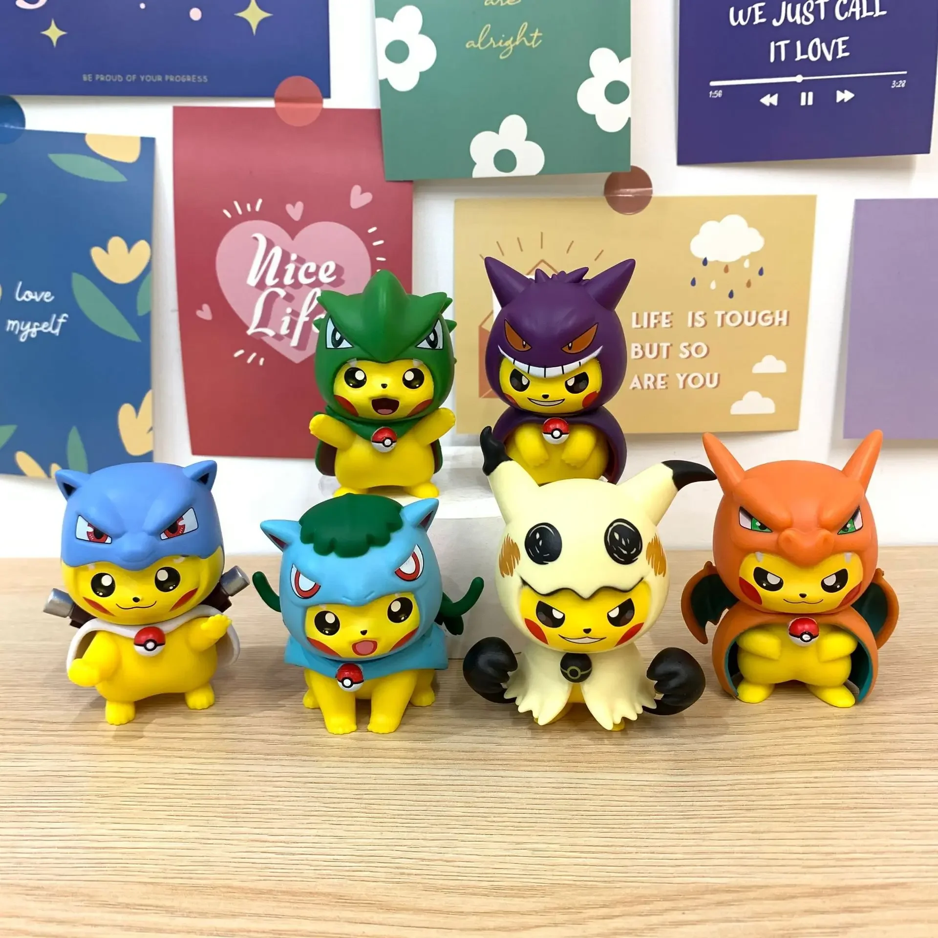 6Pcs/set Pokemon Anime Figures Pikachu Cosplay Figure Bulbasaur Blastoise Charizard Action Figurine Pvc Model Statue Dolls Toy