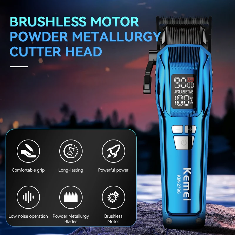 KEMEI Hair Trimmers Clippers Professional Cordless 4600mah Lasting Rechargeable Hair Trimmers Clippers km-2796