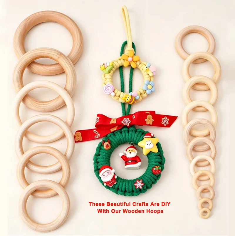 Woodworking Xmas Decorations - Blank Wood Hoops Round Wooden Rings