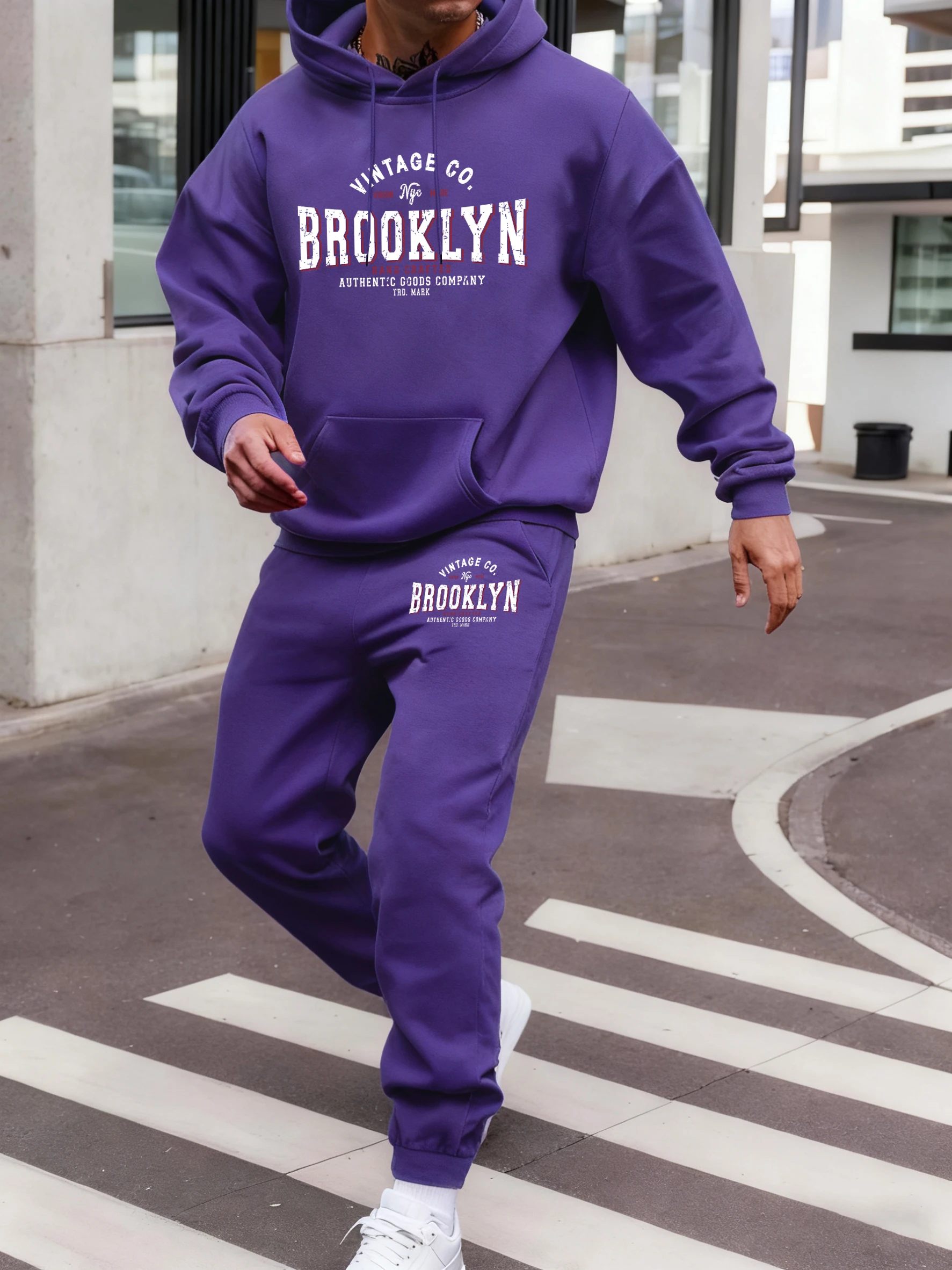 Brooklyn New York City Personality Prints Man Jogging Hoodie Set