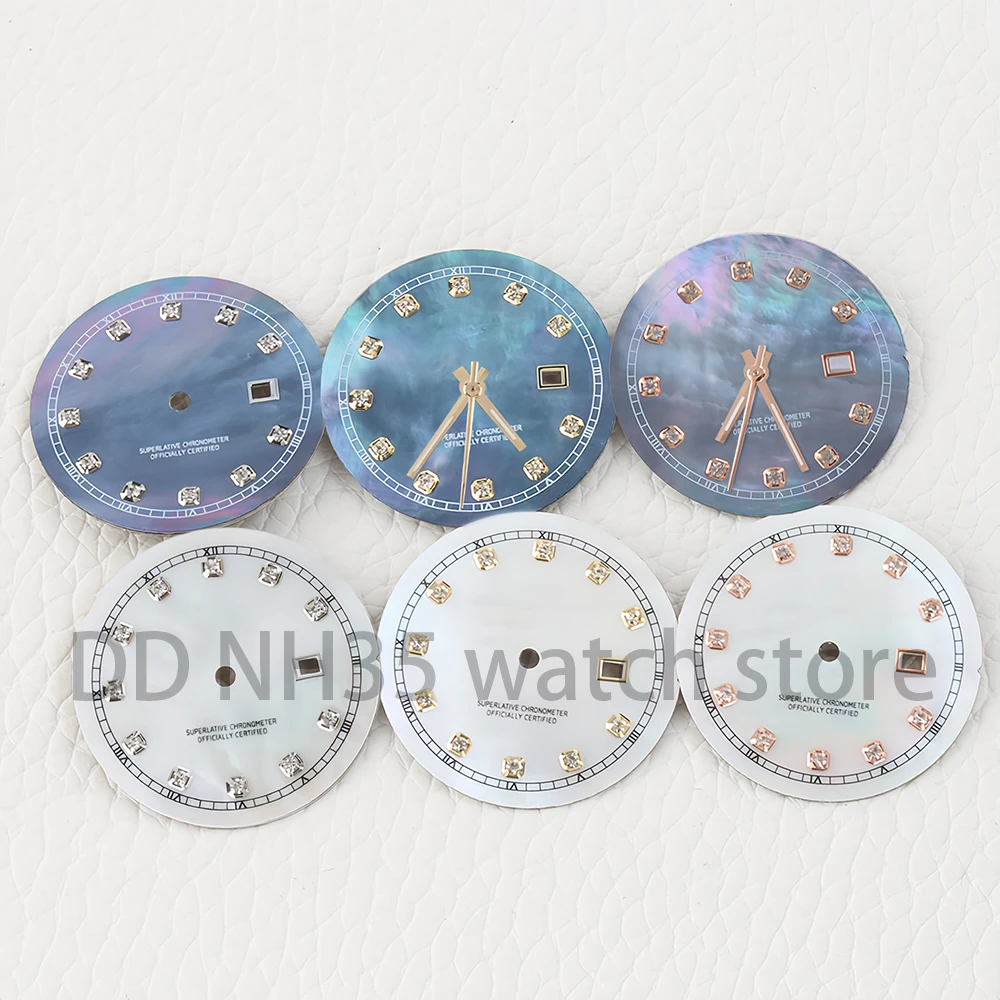 

25MM Diamond Shell Pattern Dial For NH05 NH06 Movement High Quality Lady's Mod Parts Fit DATEJUST NH05 Dial Watch Replacements