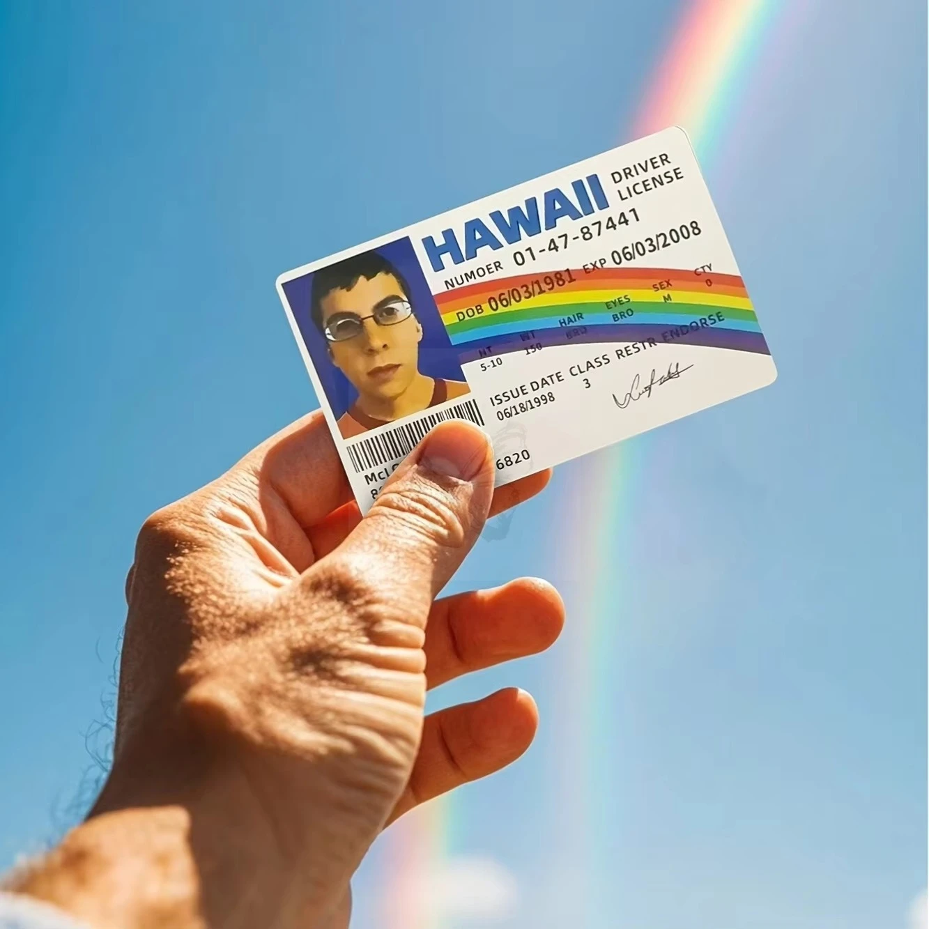 1 Stück originelle PVC-Führerscheinkarten für Hawaii, Partyartikel für Streiche, Geschenke für die Feiertage, langlebige Party-Requisiten. – Detail 1
