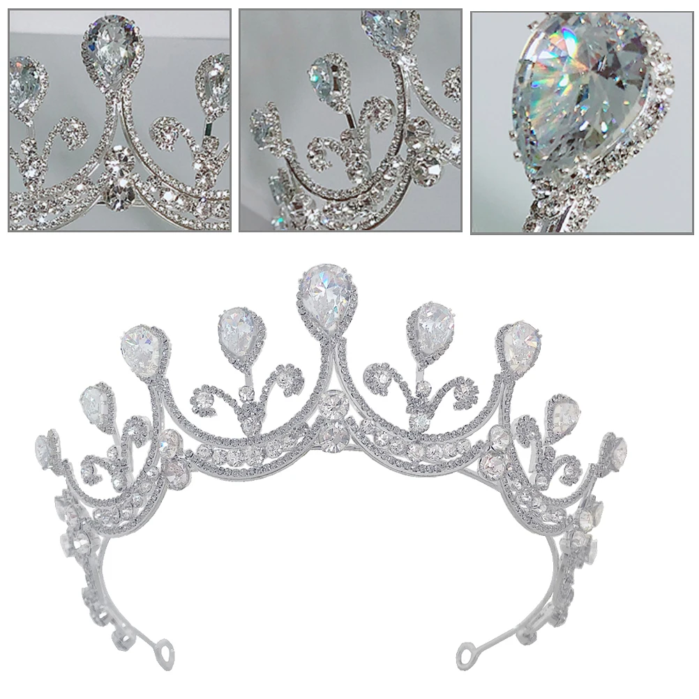 

Wedding Zircon Crown Headpiece Rhinestone Head Band Bridal Hair Accessory Lightweight Crystal Hairband For Party Festival