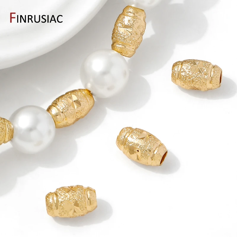 14K Gold Plated Brass Frosted Oval Melon Spacer Beads,Separators Beads For Bracelet Jewelry Making Supplies,DIY Accessories image 5